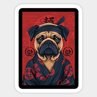 Kimono Pug Dog Sticker